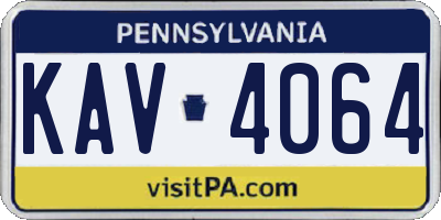 PA license plate KAV4064