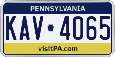 PA license plate KAV4065