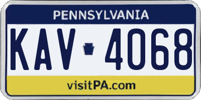 PA license plate KAV4068