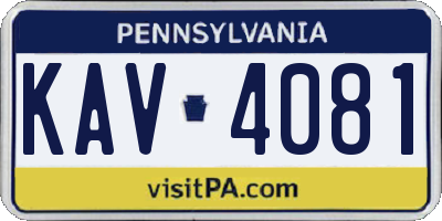 PA license plate KAV4081