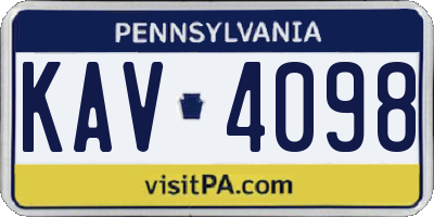 PA license plate KAV4098