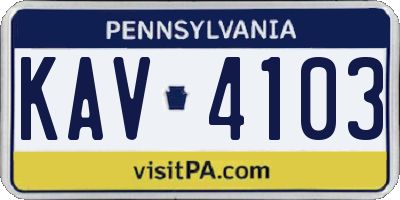 PA license plate KAV4103
