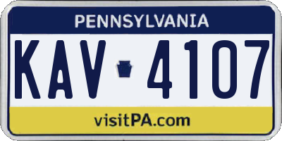 PA license plate KAV4107