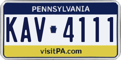 PA license plate KAV4111