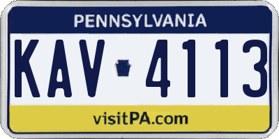 PA license plate KAV4113