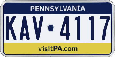 PA license plate KAV4117