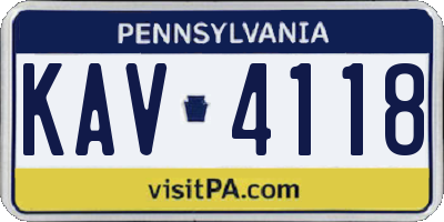 PA license plate KAV4118
