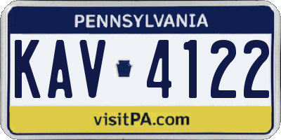PA license plate KAV4122