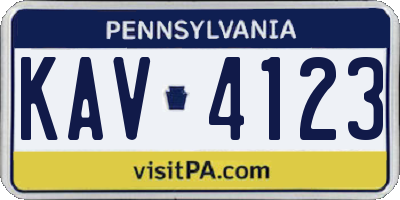 PA license plate KAV4123