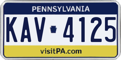 PA license plate KAV4125