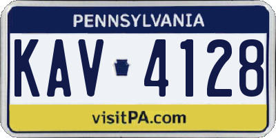 PA license plate KAV4128