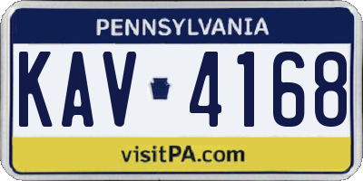 PA license plate KAV4168