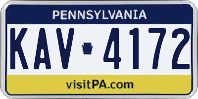 PA license plate KAV4172