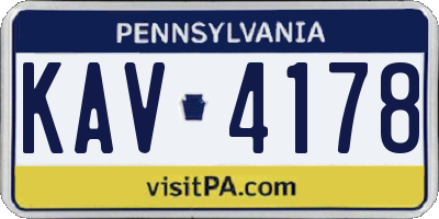 PA license plate KAV4178
