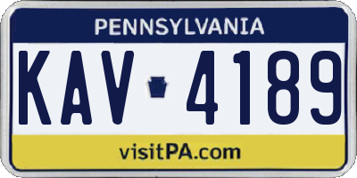 PA license plate KAV4189