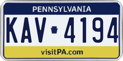 PA license plate KAV4194
