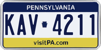 PA license plate KAV4211