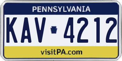 PA license plate KAV4212