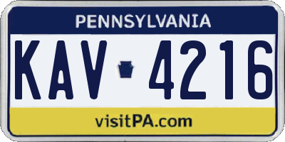 PA license plate KAV4216