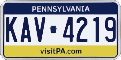 PA license plate KAV4219
