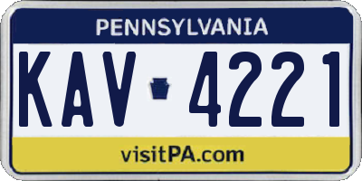 PA license plate KAV4221