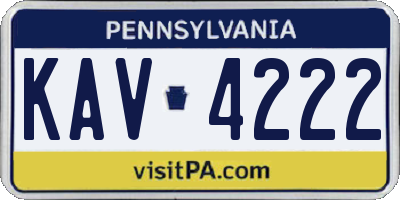 PA license plate KAV4222