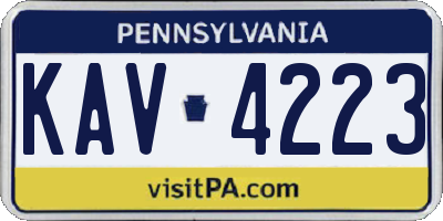 PA license plate KAV4223