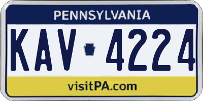 PA license plate KAV4224