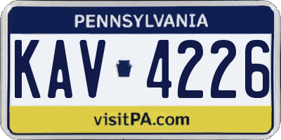 PA license plate KAV4226
