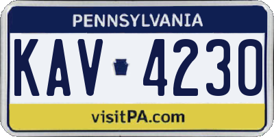 PA license plate KAV4230