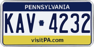 PA license plate KAV4232