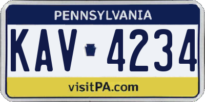 PA license plate KAV4234