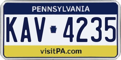 PA license plate KAV4235