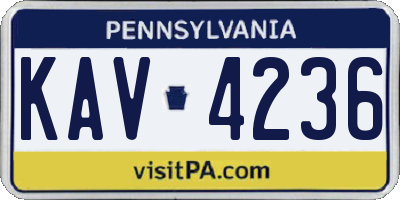 PA license plate KAV4236
