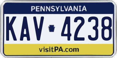 PA license plate KAV4238