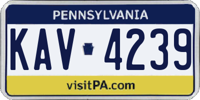 PA license plate KAV4239