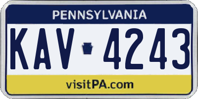 PA license plate KAV4243