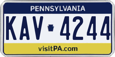 PA license plate KAV4244