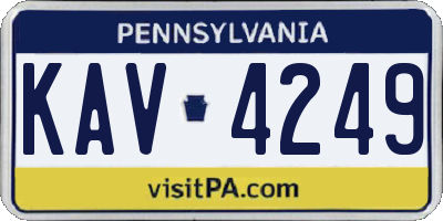 PA license plate KAV4249