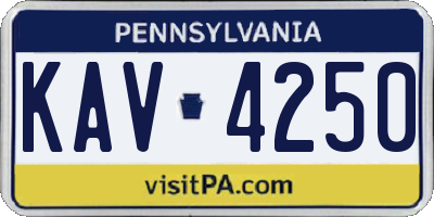 PA license plate KAV4250