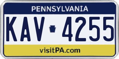 PA license plate KAV4255