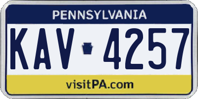 PA license plate KAV4257