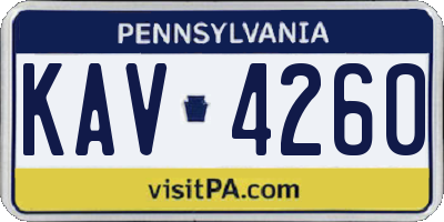 PA license plate KAV4260
