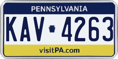 PA license plate KAV4263