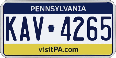 PA license plate KAV4265