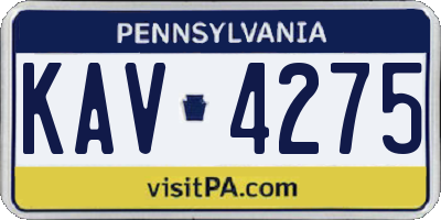 PA license plate KAV4275