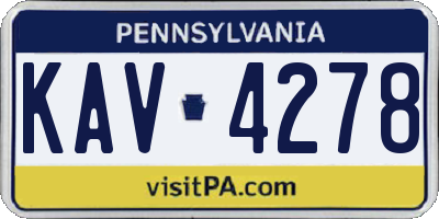 PA license plate KAV4278