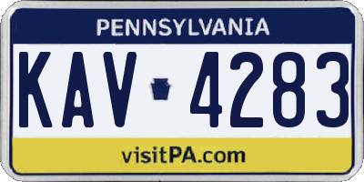 PA license plate KAV4283