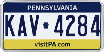 PA license plate KAV4284