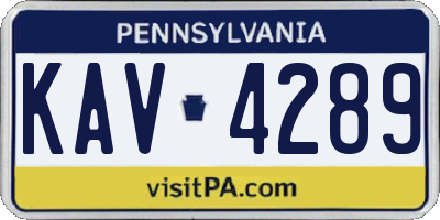 PA license plate KAV4289